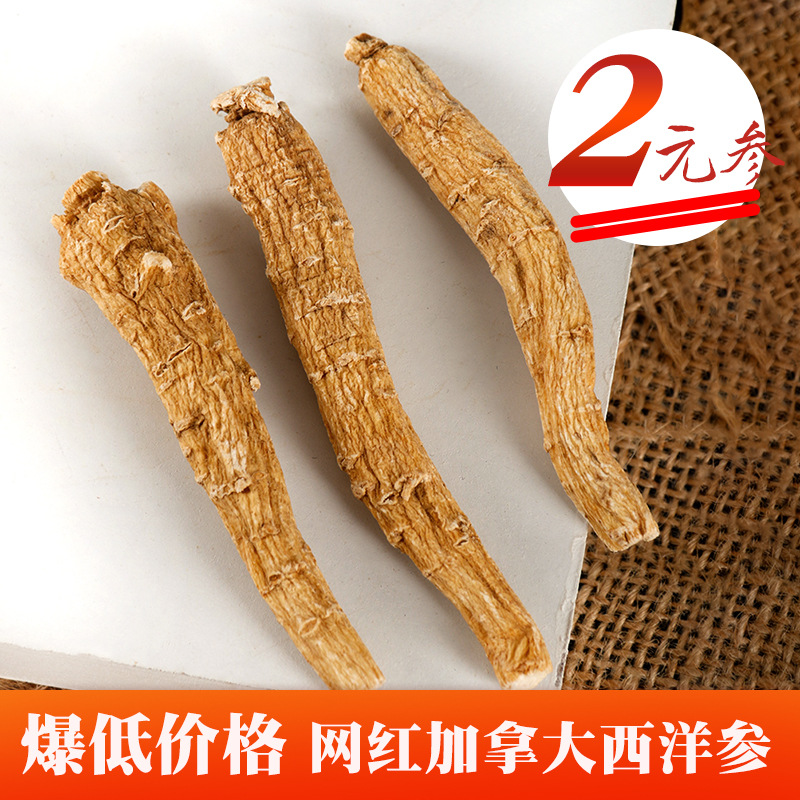兩元壹根6年加拿大西洋參整枝花旗參人參條 煲湯泡茶壹件代發