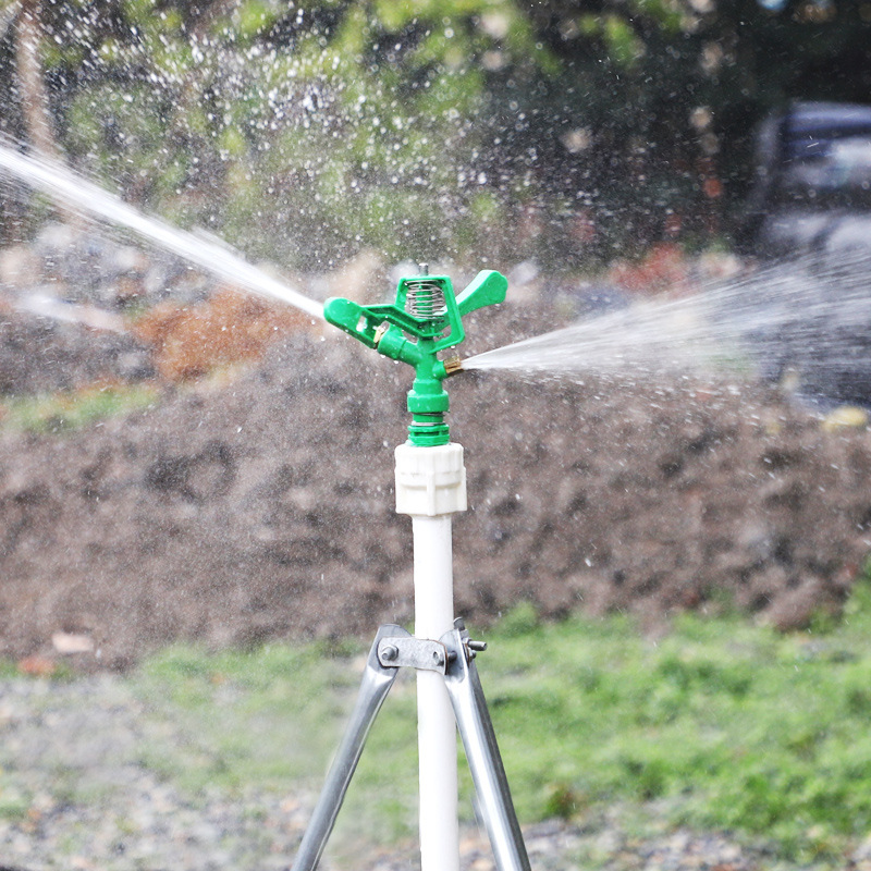 Rociador de plástico rociador de doble pulverización de riego de césped 6 puntos rociador de jardinería verde 360 grados rociador libre de impuestos