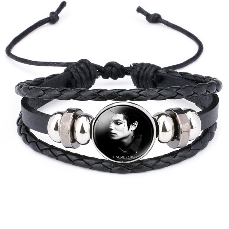 Foreign Trade Star Peripheral Jewelry Michael Jackson Men's and Women's Multi-layer Woven Bracelet Punk Style Popular Bracelet Foreign Trade Star Peripheral Jewelry Michael Jackson Men's and Women's Multi-layer Woven Bracelet Punk Style Popular Bracelet
