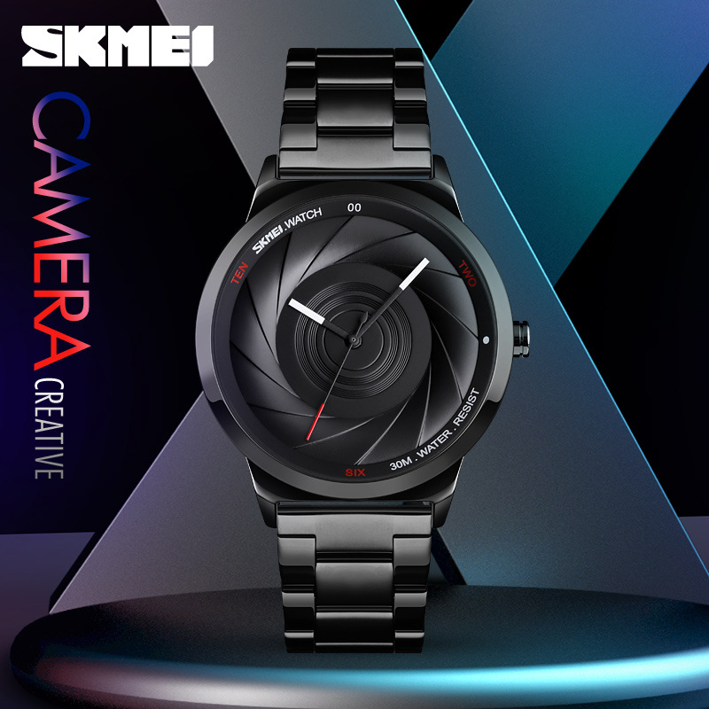 Skmei 9210 moda hombres de moda de negocios Reloj simple tridimensional superficie impermeable de alto grado de oro reloj de cuarzo