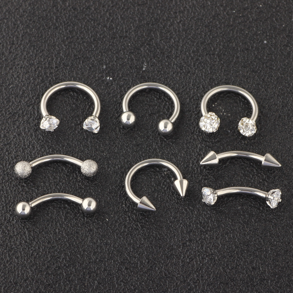 Nose Nail Mixed Set Stainless Steel Lip Nail Eyebrow Nail Nose Piercing Jewelry Wholesale Laughing Cat detail image 9