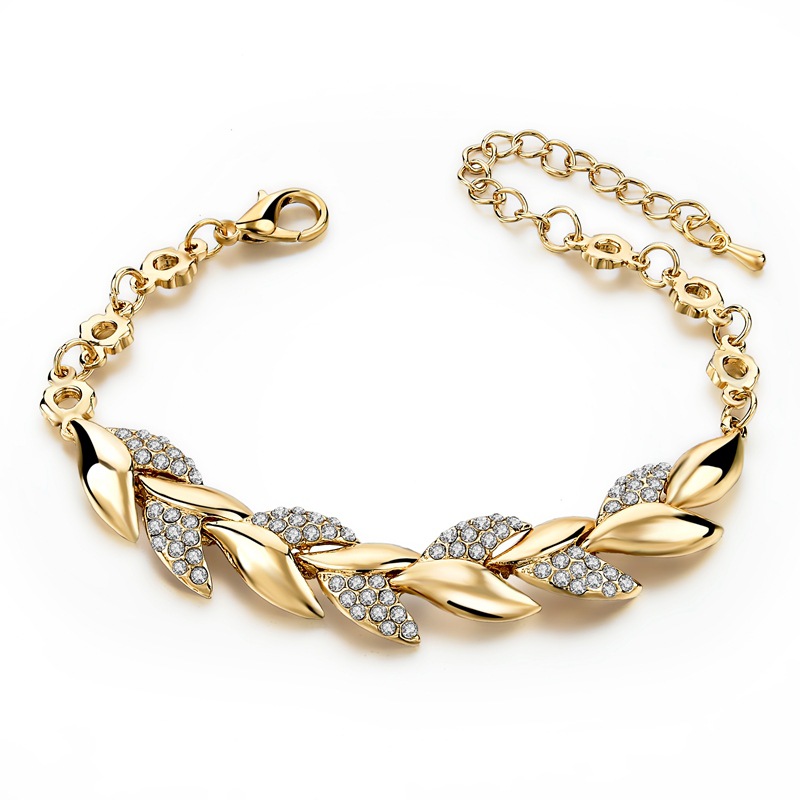 Elegant Lady Leaf Alloy Inlay Zircon Women's Bracelets display picture 1