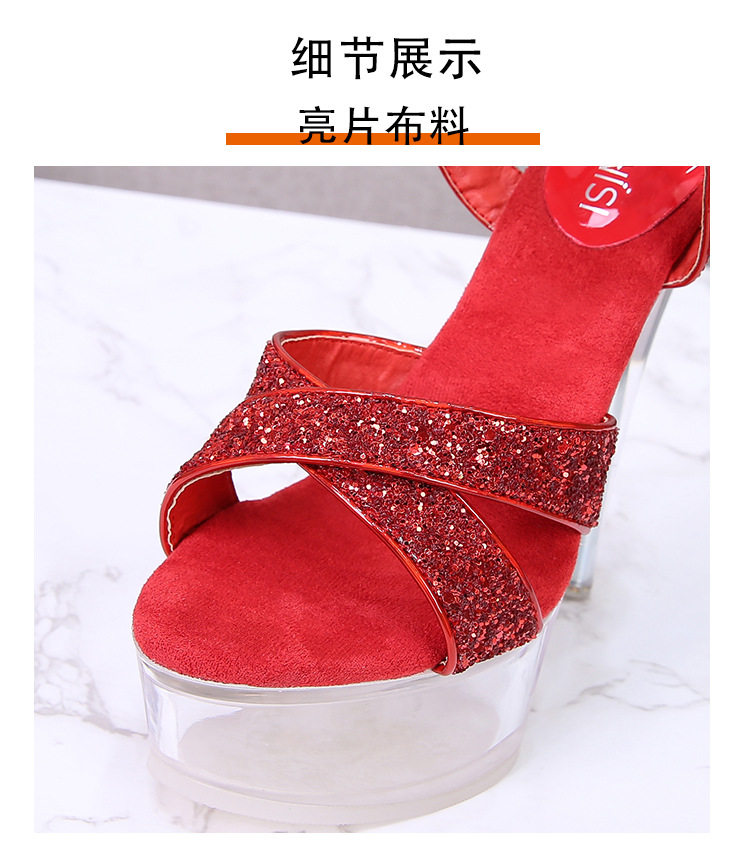 Dép sandal nữ quai ngang gót siêu cao đế platform mũi nhọn — Màu bạc, Màu đen, Màu đỏ chi tiết 4