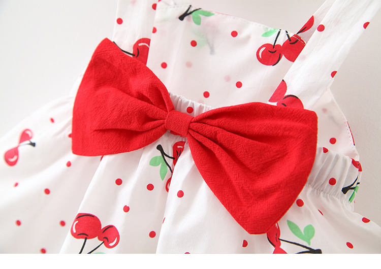 Holiday, Street Occasion Cute Cherry Cotton Girls Dresses
