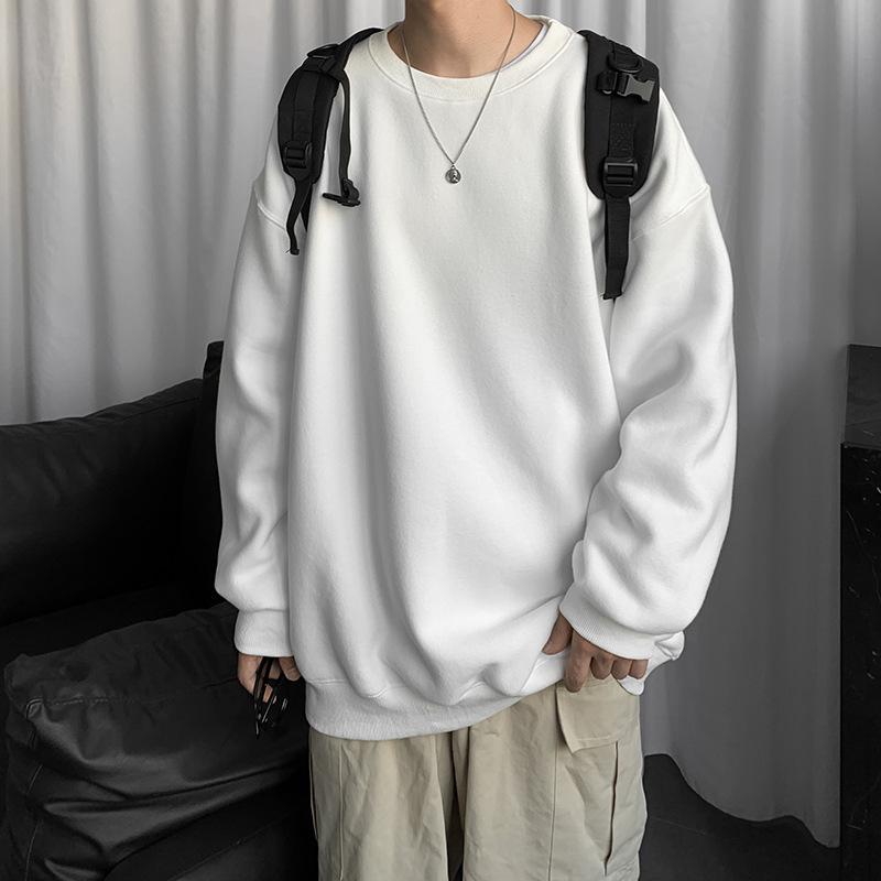 Autumn Solid Color Crewneck Sweater Men's Hong Kong-style Korean-style Fashionable Loose All-match Student Trendy Brand ins Hatless Pullover Autumn Solid Color Crewneck Sweater Men's Hong Kong-style Korean-style Fashionable Loose All-match Student Trendy Brand ins Hatless Pullover