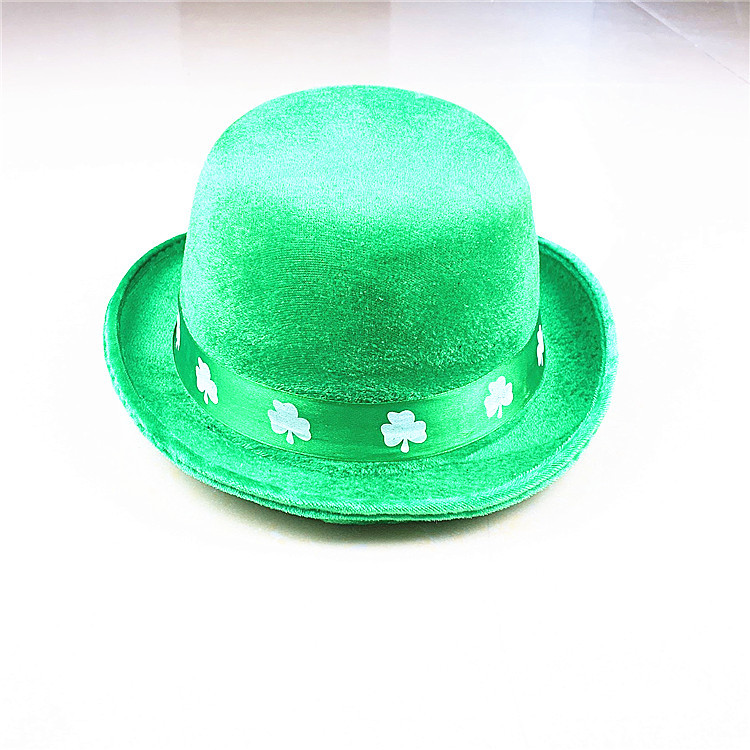 Fabricante de Yiwu suministrar directamente el sombrero irlandés, sombrero verde, sombrero de caucho de trébol, día de San Patricio