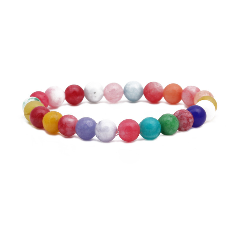 Croix-frontière Vente Chaude 8mm Perlé Bracelet Coloré Couleur Mélangée Stretch Perle Chaîne Bracelet display picture 22