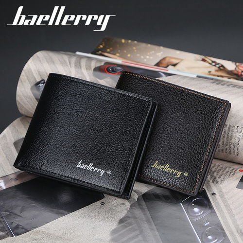 baellerry Men's Thin Wallet Soft Leather Korean Style Pebbled Wallet Short Wallet Wallet Wholesale