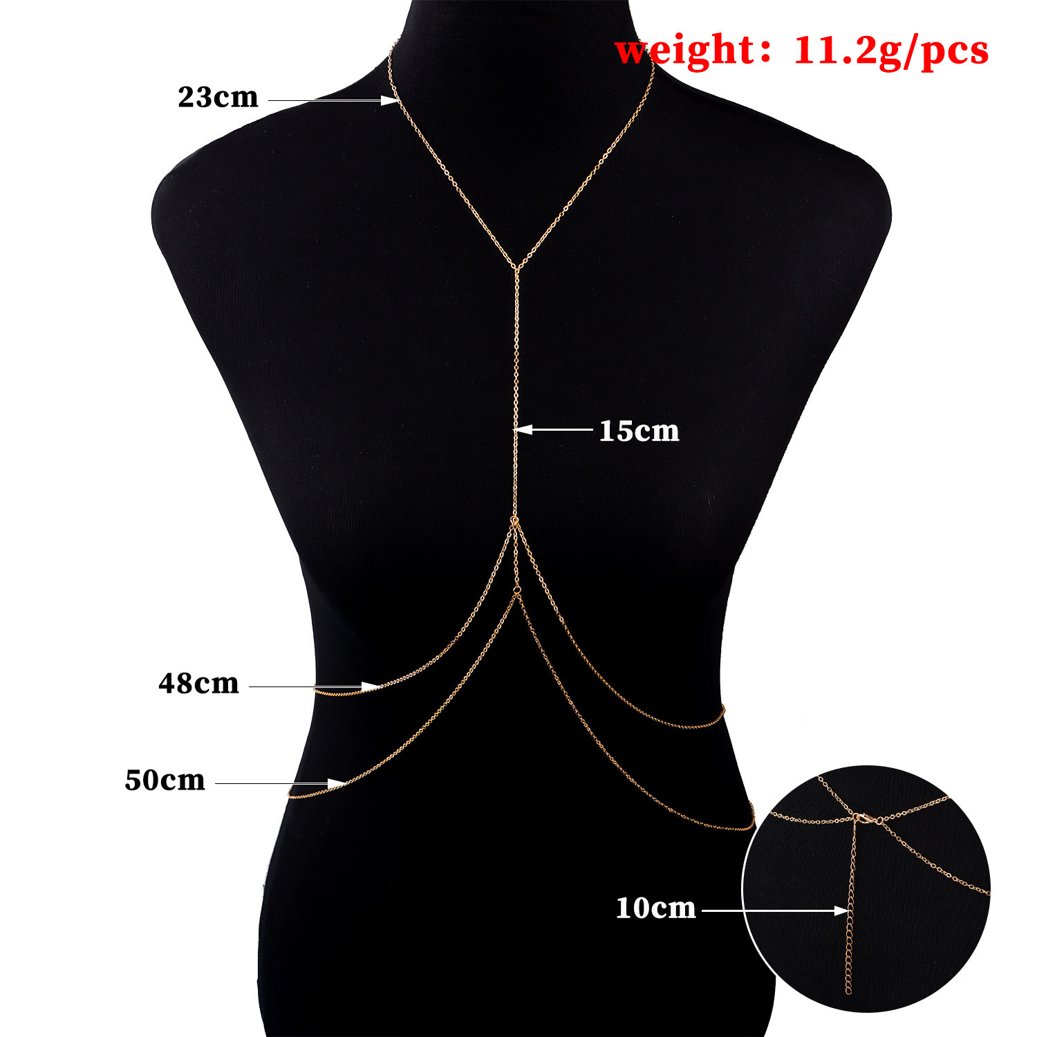 Boho Dubbellagers BH Body Chain Guld Bikini BH Chain Halsband Lång Slave Body Chain Summer Beach Body Smycken för kvinnor och flickor_voghion.com