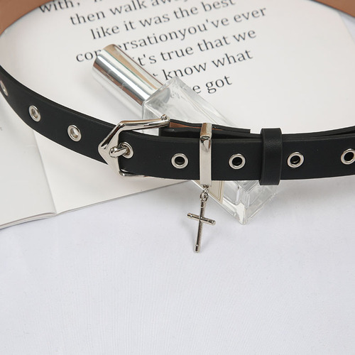 New pin buckle casual simple belt fashion personalized button jeans dress decorative black belt