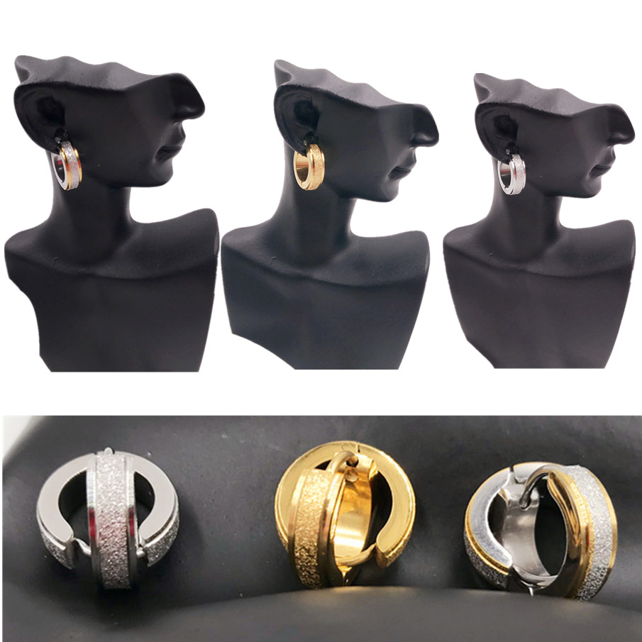 matte earrings for men and women stainless steel hip-hop style