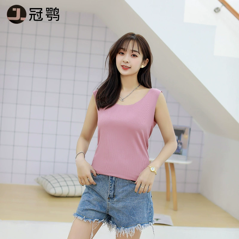 Женский бесшовный жилет Верхняя одежда Слинг Внутренняя база Короткий модальный ледяной шелк Модный Топ Без Рукавов Сексуальное лето