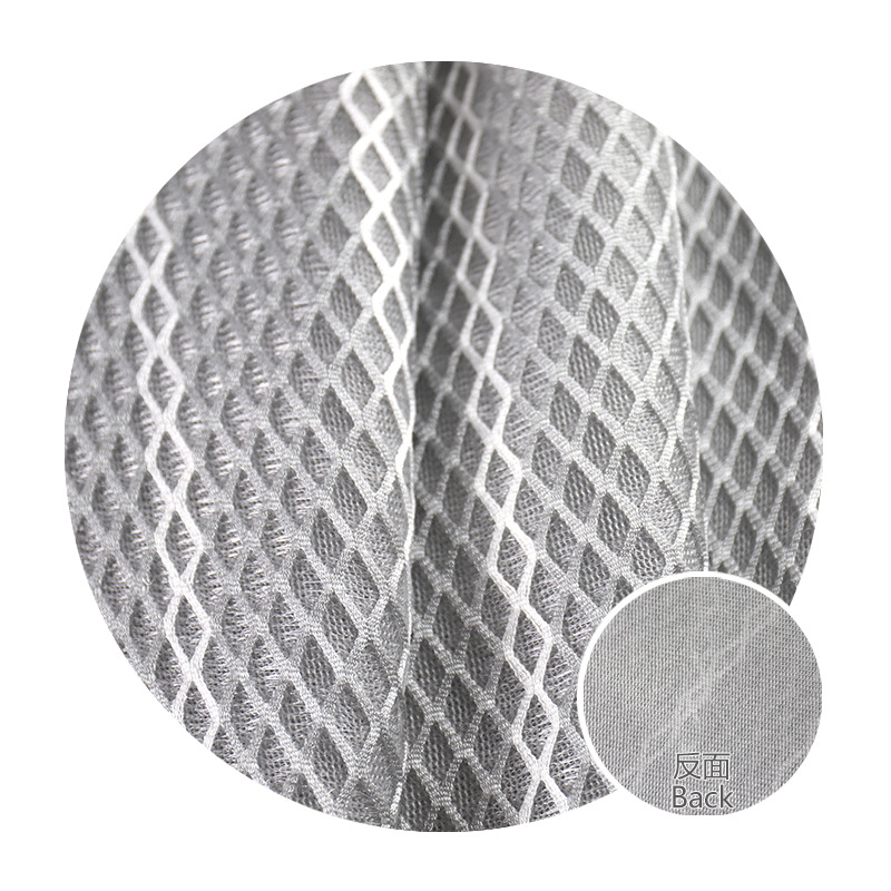 厂家直销 靠垫抱枕装饰面料 灰白条纹格子3D网眼布