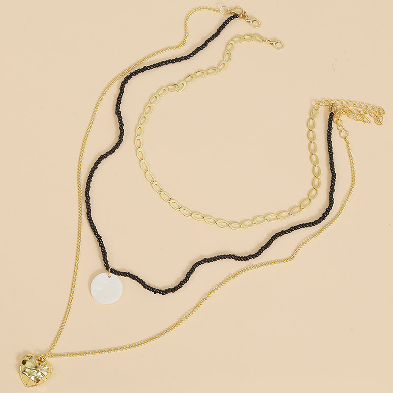 Bohème Trois Coquilles Perles De Riz Multicouche Collier Tissage Amour Pendentif En Gros Nihaojewelry display picture 6