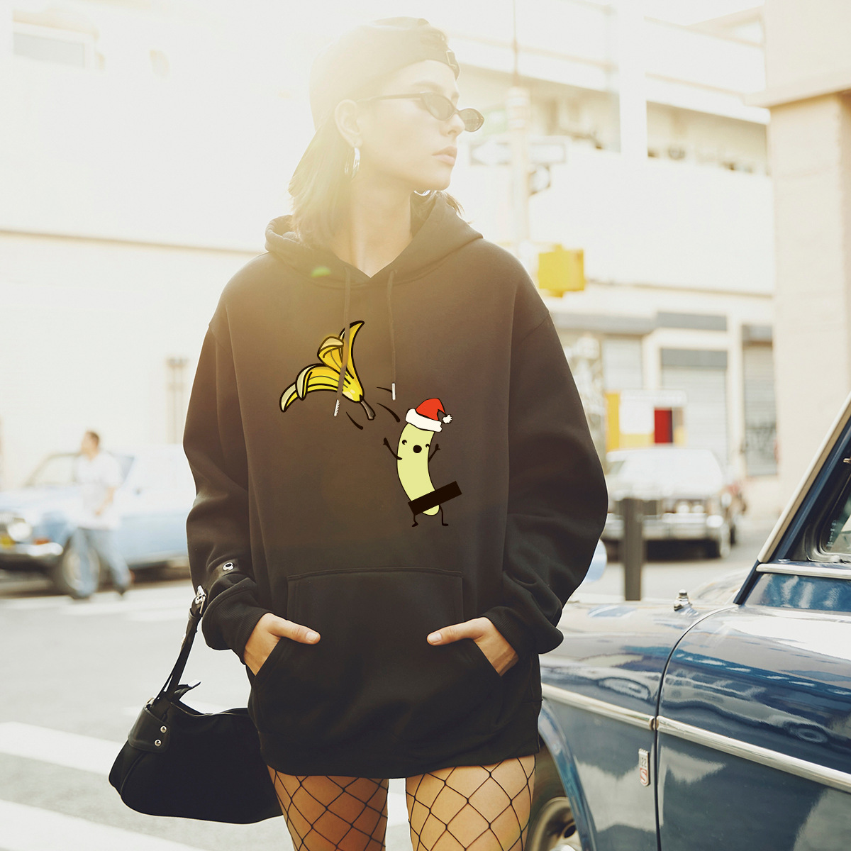 women's autumn and winter Christmas funny banana plus size hooded sweater NSSN4160