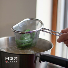 日本进口不锈钢漏勺过滤网勺捞饺子馄饨网筛厨房焯水烫菜沥水漏勺