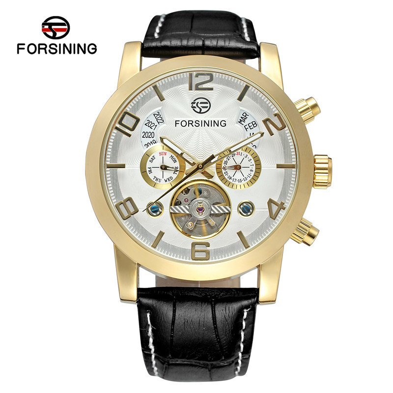 Forsining Fusini hombres de negocios reloj mecánico automático calendario multifuncional cinturón reloj mecánico 165
