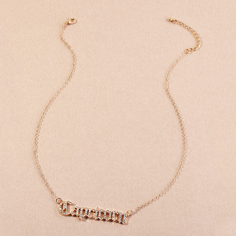 fashion  retro  diamond twelve constellation necklace