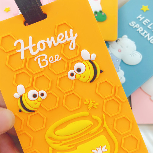 Creative PVC soft rubber luggage tag, cute cartoon boarding pass, silicone bus card holder, travel tag, wholesale and customization