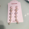 Universal earrings from pearl, fashionable accessory, European style, simple and elegant design