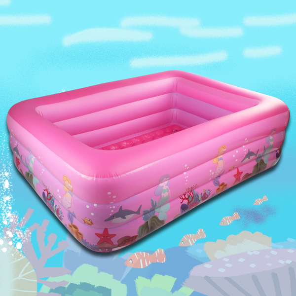 Cartoon inflatable fuchsia swimming pool play in water for swimming