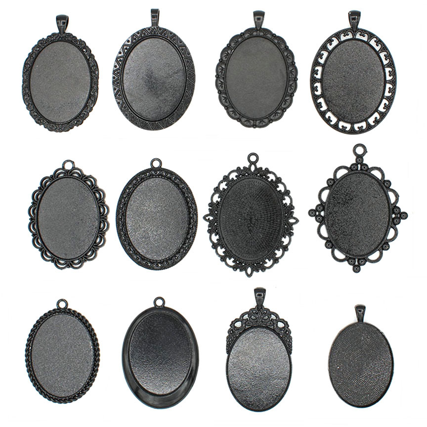 金属底托 30x40椭圆时光宝石合金边框 毛衣链钥匙扣挂件饰品配件
