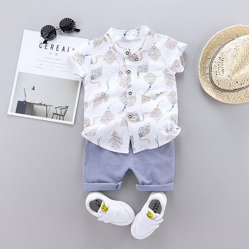 Cross-border children's summer new children's summer clothing for boys and babies, infant children sets, short-sleeve sets, two-piece sets, trendy