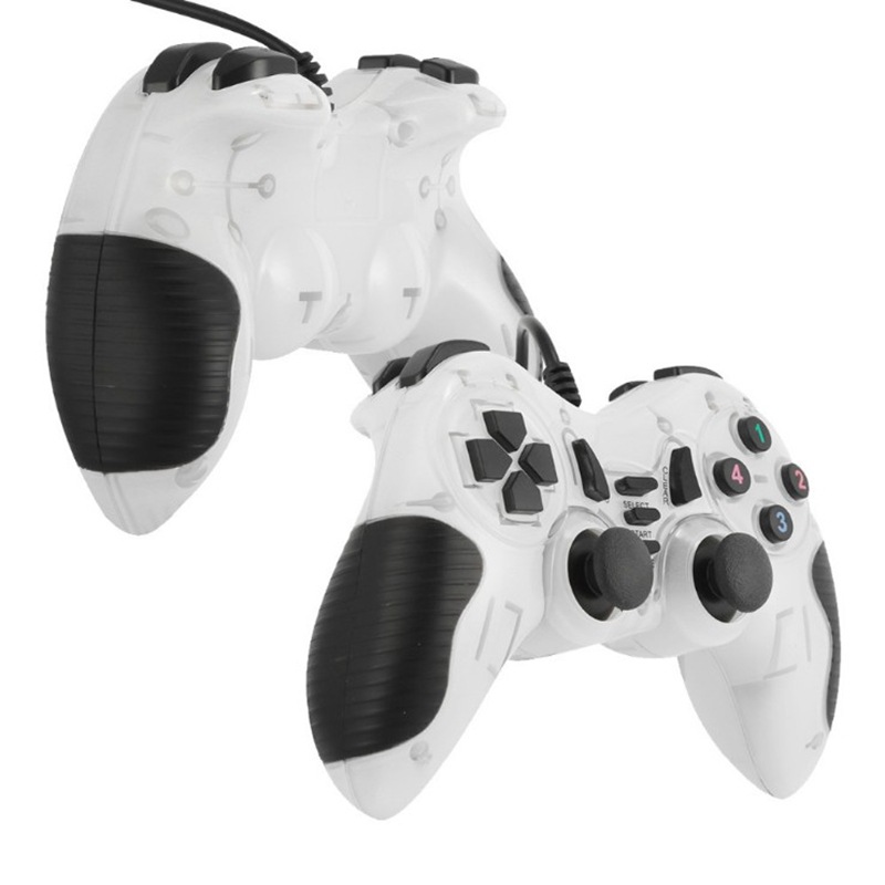 USB vibration transparent color game PC computer 3D joystick controller nostalgic arcade simulation_voghion.com