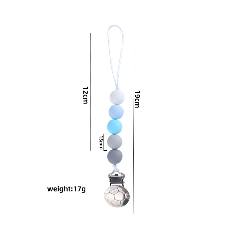 Bebé hierro fútbol chupete anti-gota cadena bebé calmante silicona chupete cadena clip anti-perdido cadena Comercio exterior nuevo estilo