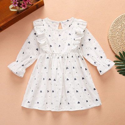 Cross border special for Europe and the United States to export children's wear 2020 new girls' summer white Printed Dress