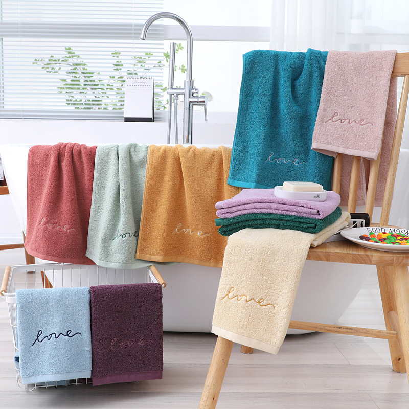 Factory Direct pure cotton towel embroidery love towel plain gift face towel wholesale Factory Direct pure cotton towel embroidery love towel plain gift face towel wholesale