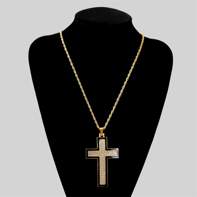 Creative Exaggerated Hip Hop Cross Necklace Men's Trend Rhinestone Hip Hop Pendant Jewelry Wholesale Nihaojewelry display picture 4