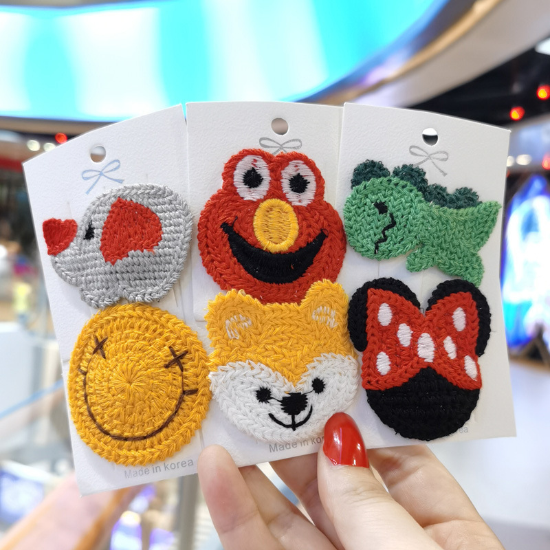 儿童毛线针织蝴蝶结发夹女童发夹子头饰韩国公主可爱宝宝发饰BB夹|ru