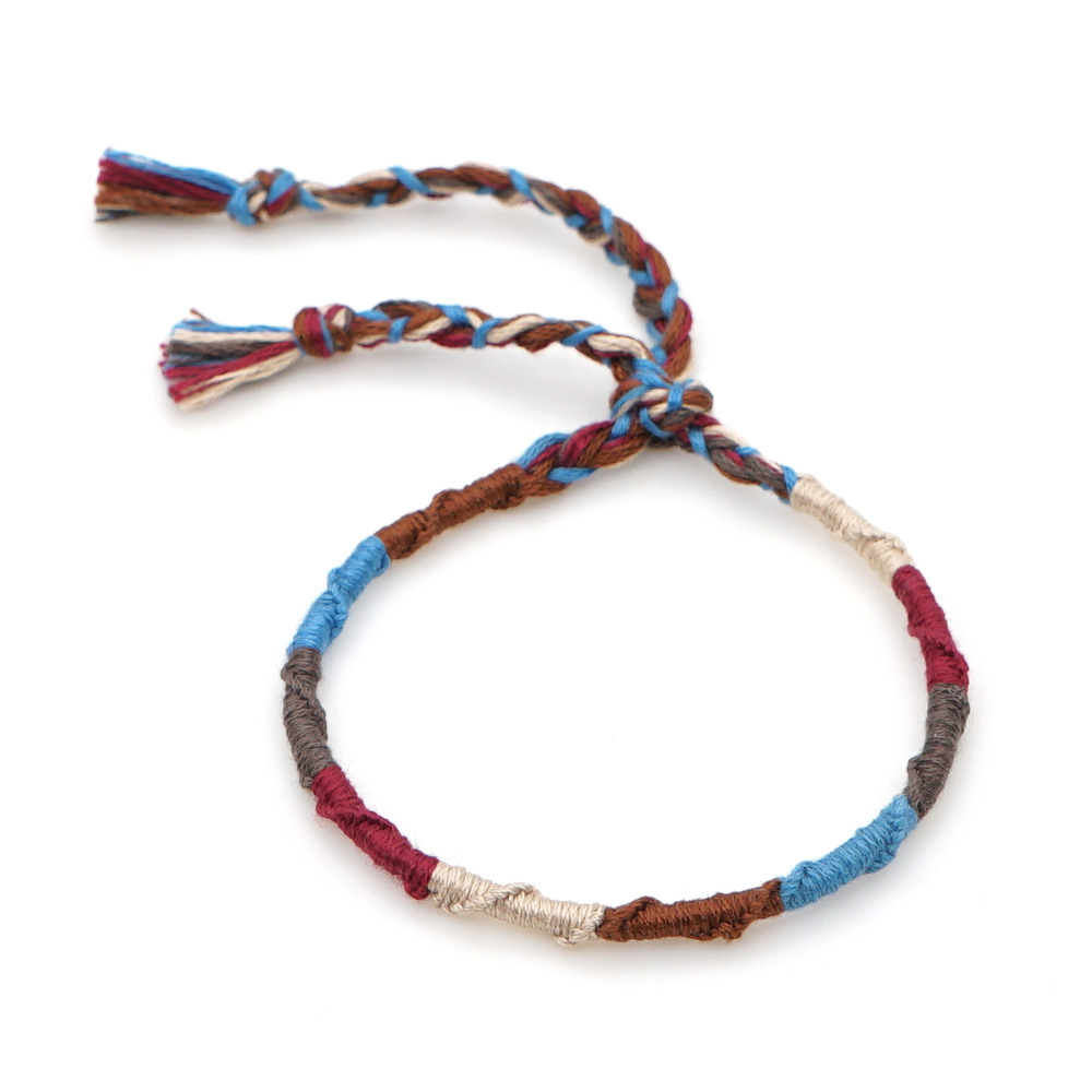 Fashion Handmade Original Linen Cotton Braided Bohemian Color Ethnic Style Elastic Bracelet For Women display picture 5