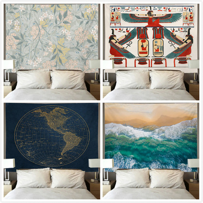 Tapestries Hand drawn Abstract Oil Painting van gogh starry sky Starry night Sea Flowers Cactus background Homestay decorate Valance