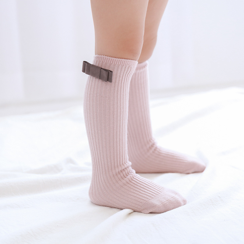 Calcetines de los nuevos niños de 20 años primavera y otoño estilo coreano bowknot niñas medias sin tacón calcetines de bebé de algodón peinado moda