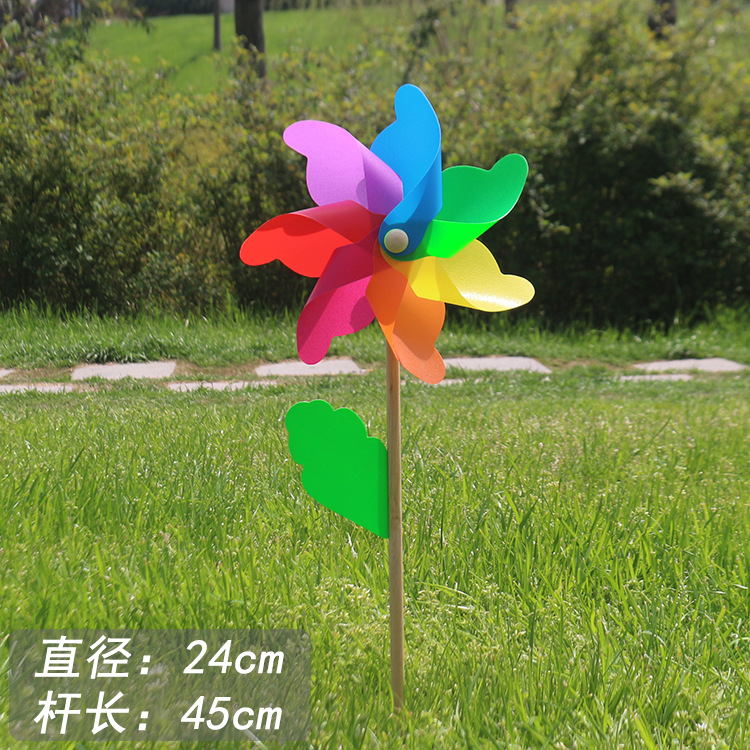 24cm colorful wooden rod windmill