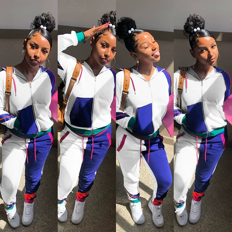 G8068 Amazon Independent Station Модный Повседневный осенне-зимний новый женский спортивный комплект из двух частей