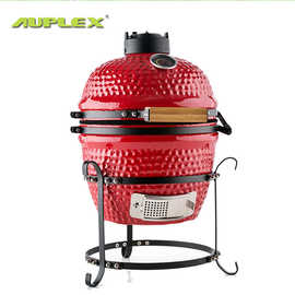 13寸经典红色陶瓷烧烤炉户外聚会BBQ欧美支持定制 多功能木炭熏炉