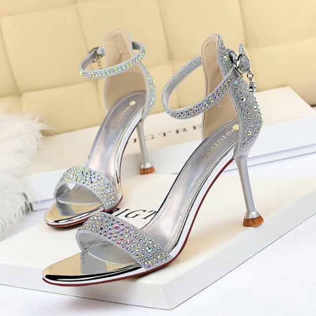 Sexy summer high-heeled women’s stiletto high-heeled open toe Rhinestone with sandals