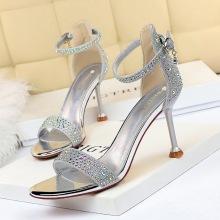 1688-3 European and American Style Sexy banquet summer high heels women's shoes thin heels high heels open toe Rhinestones with sandals