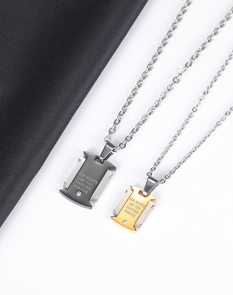 Hot Selling Personality Trend Square  Titanium Steel Couple Necklace Nihaojewelry Wholesale display picture 6