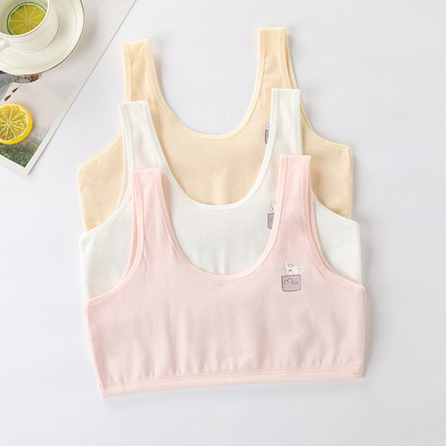Girls' developmental bras, primary school students' pure cotton underwear, big children's girls' vests, children's bras 9-12-15 years old