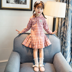 女童秋装连衣裙2020新款韩版小女孩长袖格子中大儿童洋气公主裙子