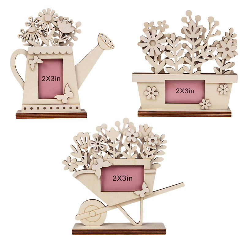 미국 국가 가구 액세서리 크리 에이 티브 사진 프레임 나무 화분에 심은 식물 모양 사진 프레임 데스크탑 장식품 홈 공예