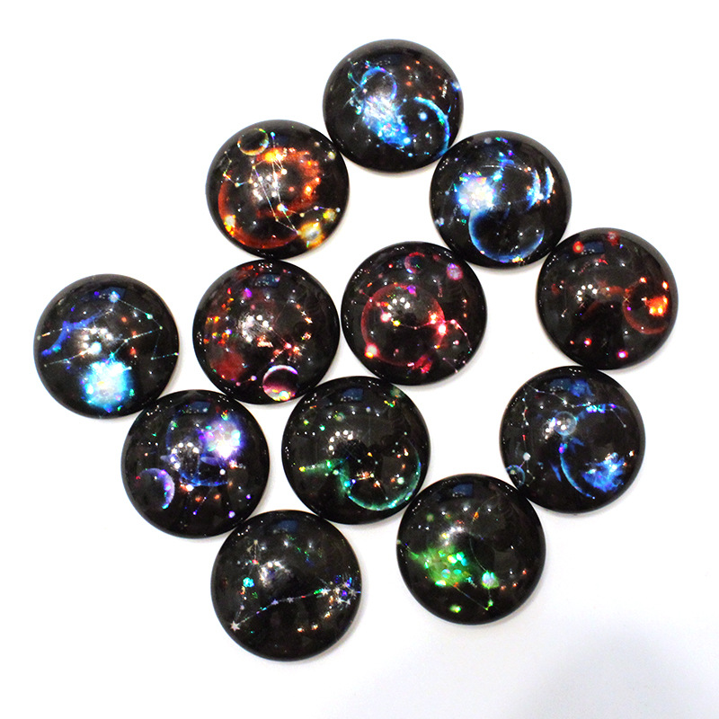 時間宝石光沢のあるガラスパッチリングフェイスイヤリングキーホルダー diy ジュエリーアクセサリー