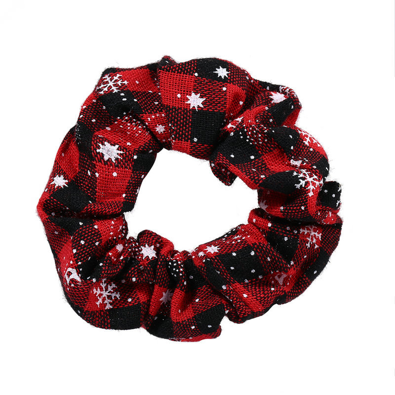 Christmas Series Plaid Hair Tie Creative Snow Christmas Hair Scrunchies Wholesale display picture 4