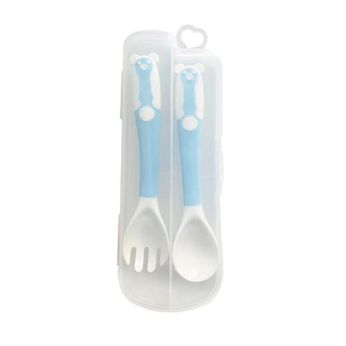 Baby spoon can be bent to eat, training fork and spoon set, newborn children's tableware, food supplement, elbow soft spoon, twisting spoon