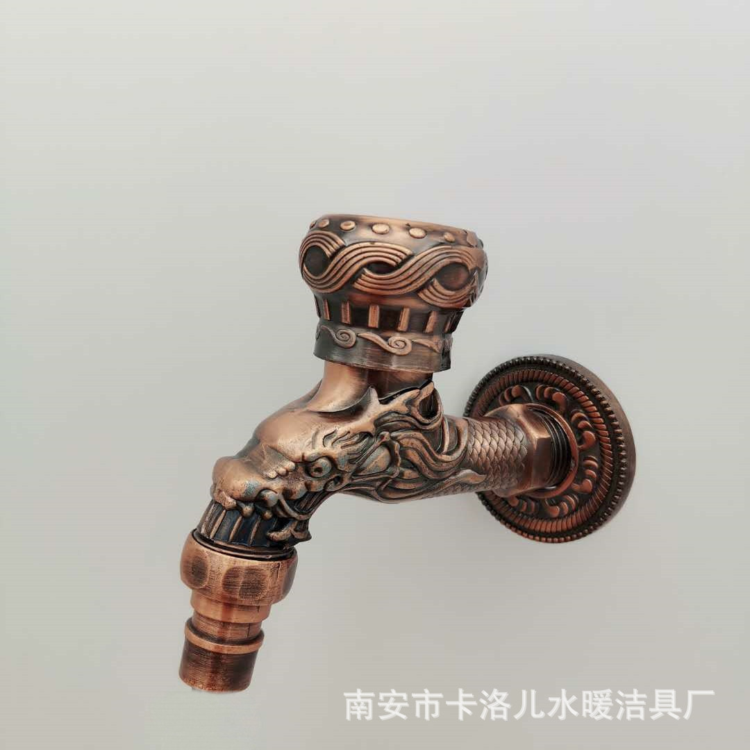 The overseas model features an antique bronze-patterned dragon spout, an alloy copper core, and a bronze-colored European-style faucet with a single cooling nozzle Application Scenario