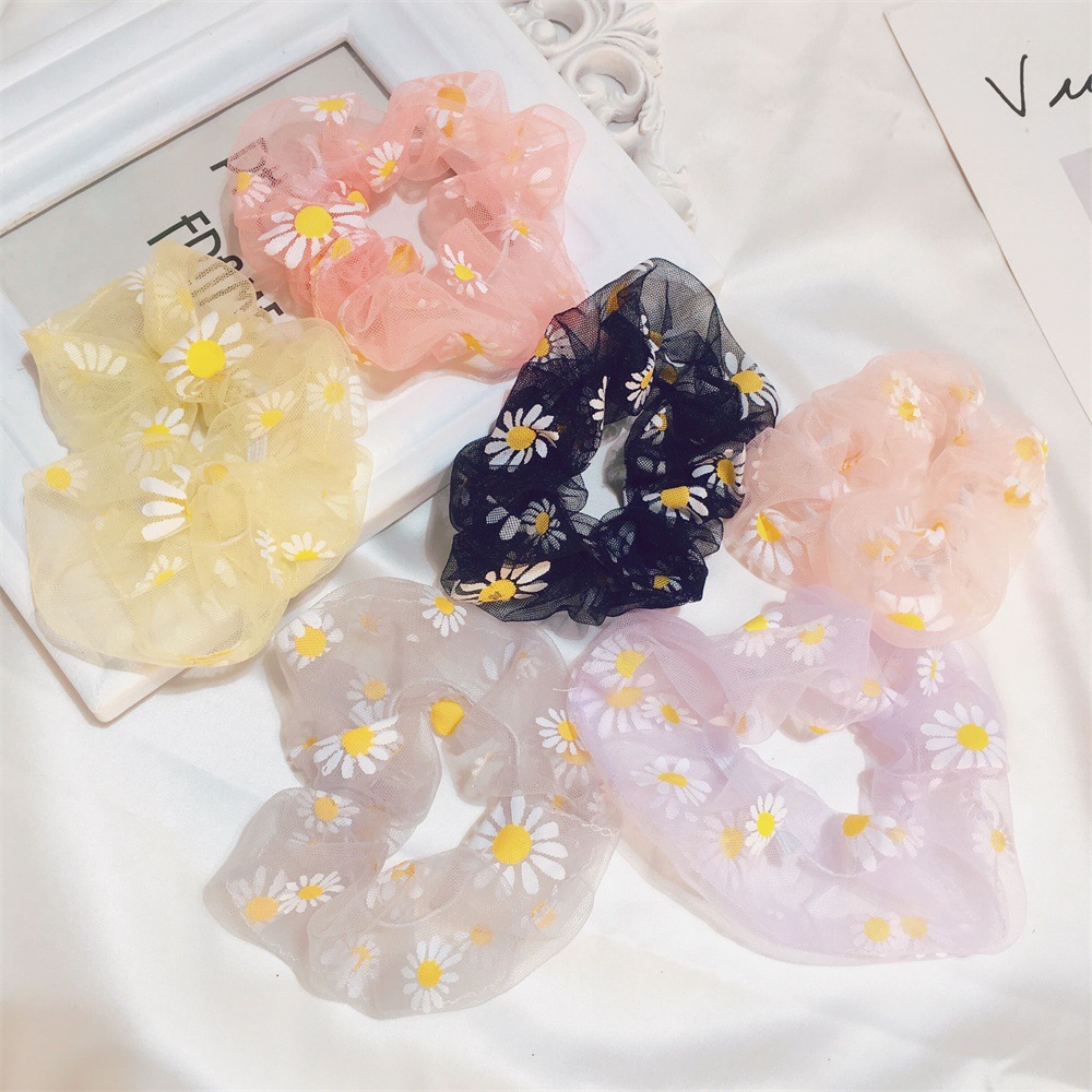 Summer Hair Ring Net Yarn Small Daisy Hair Ring Hair Rope Girl Cute Ponytail Hair Rope Hair Accessories Wholesale Nihaojewelry display picture 2